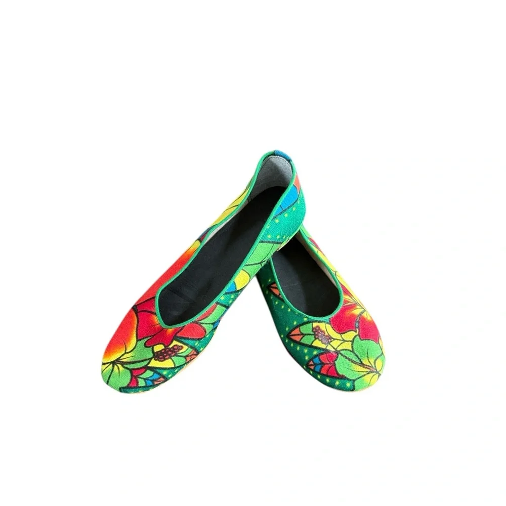 Handmade Panamanian Pollera-Inspired Flats-Babuchas Size 10